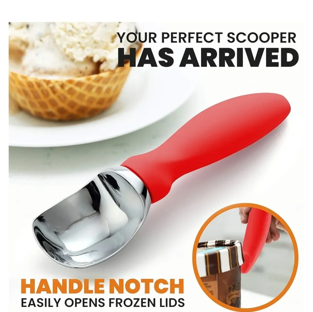 Spring Chef Ice Cream Scoop with Soft Grip Handle